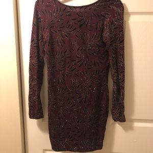 Backless Maroon Bodycon Dress